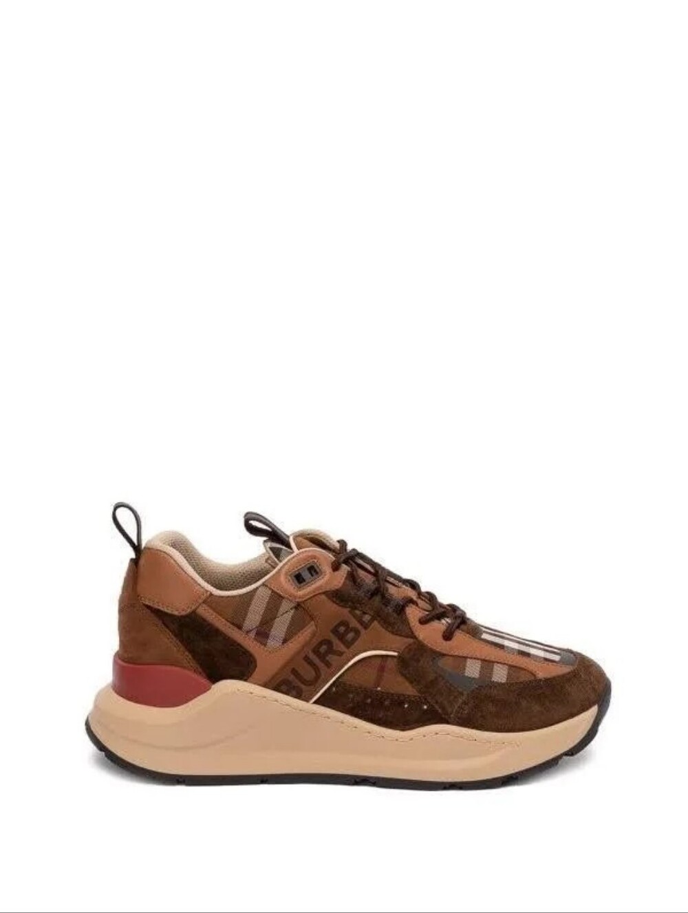 Burberry Brown & Tan Men's Check Suede Sneaker - Picture 8 of 8